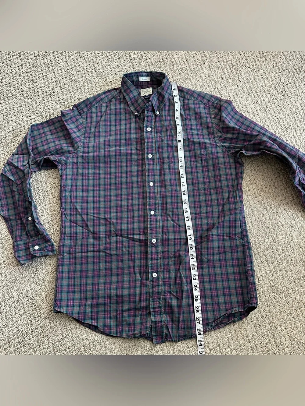 J. Crew Men's Plaid Button-Down Shirt in Purple and Green